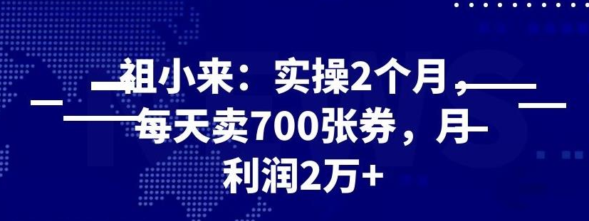 最新赚钱项目：实操2个月，每天卖700张券，月利润2万+ - 零度风格-零度风格