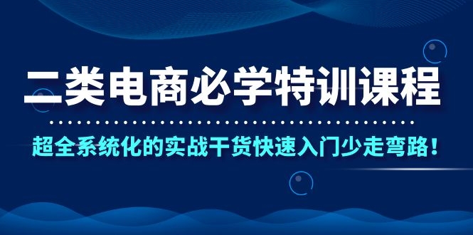 二类电商必学特训课程，超全系统化的实战干货快速入门少走弯路！ - 零度风格-零度风格