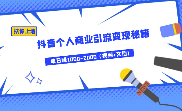 月入3W+扶你上墙，抖音个人商业引流变现秘籍，单日赚1000-2000（视频+文档) - 零度风格-零度风格