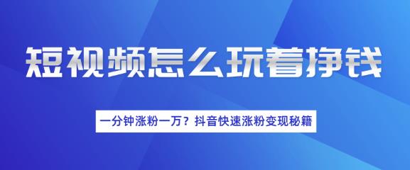 短视频快速涨粉变现秘籍，教你玩短视频边玩边挣钱 - 零度风格-零度风格