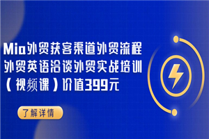 Mia外贸获客渠道外贸流程外贸英语洽谈外贸实战培训（视频课）价值399元 - 零度风格-零度风格
