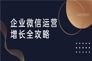 企业微信运营增长全攻略：引流+裂变+运营+成交（16节体系课） - 零度风格-零度风格